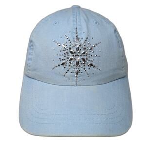 Snowflake Design Strapback Baseball Cap Blue One Size Adjustable 6 Panel YoungAn